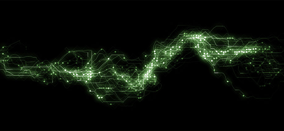 Green Data Lines with Black Background